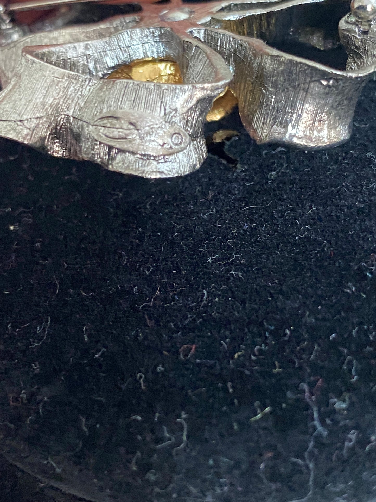 Vintage Designer Silver and Gold Mix Metal Flower Brooch Pin