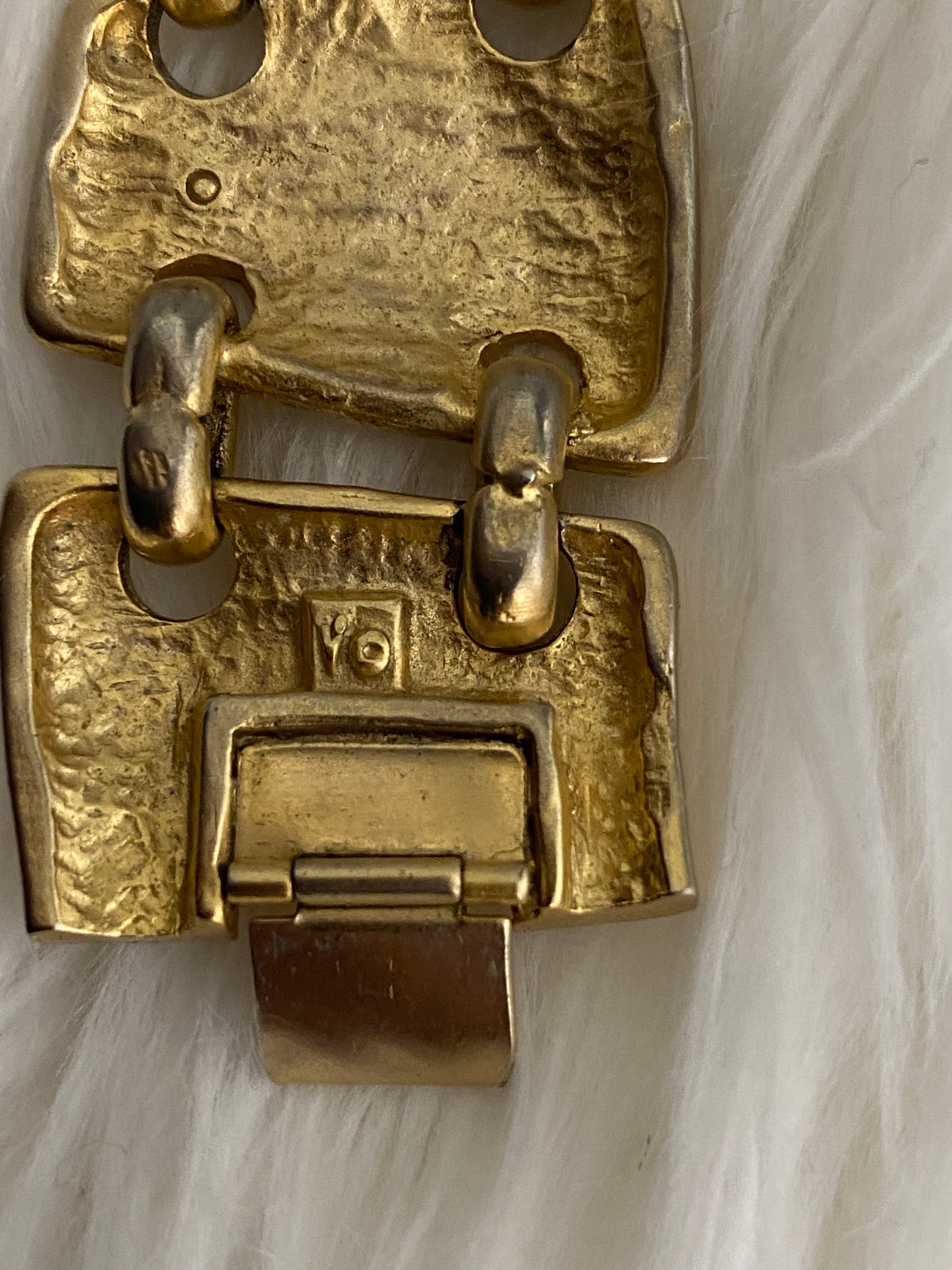 Vintage V O stamped Matte Gold Tone Bracelet