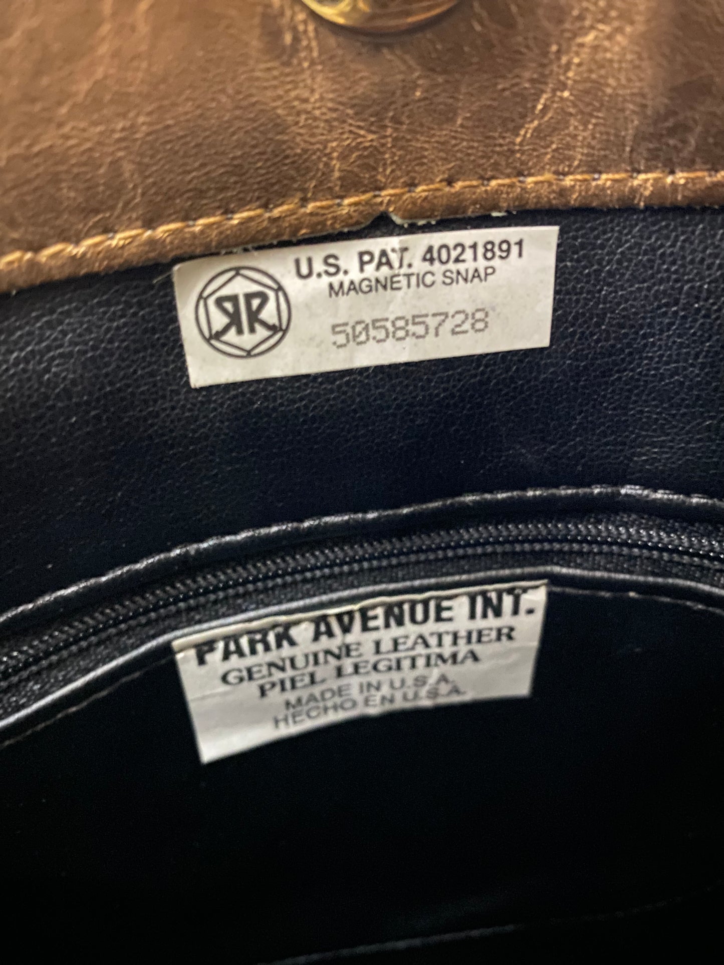 Vintage P A R K Bronze Genuine Leather Greek Key Aztec Purse