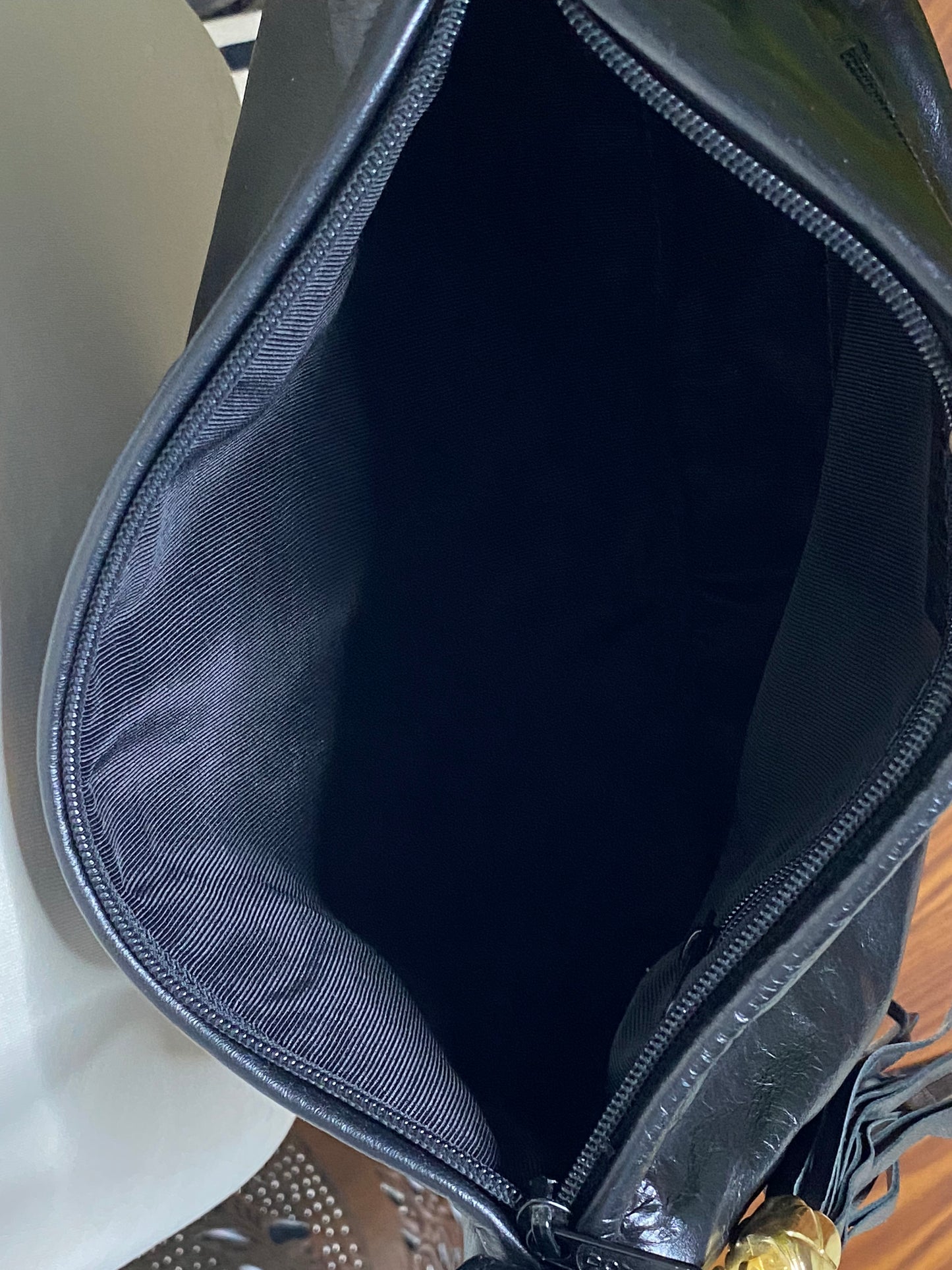 Vintage Black and White Gold Greek Key Bag