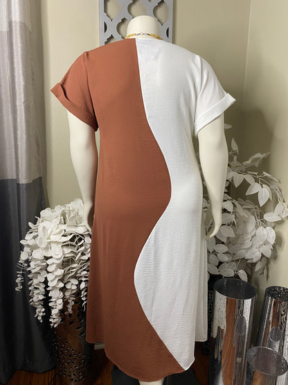 Color Block Me Rust and White Maxi Dress