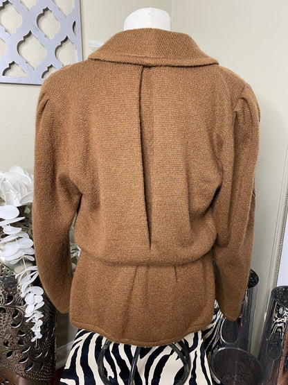 Vintage 80’s Western Germany Brown Mohair Knit Cardigan