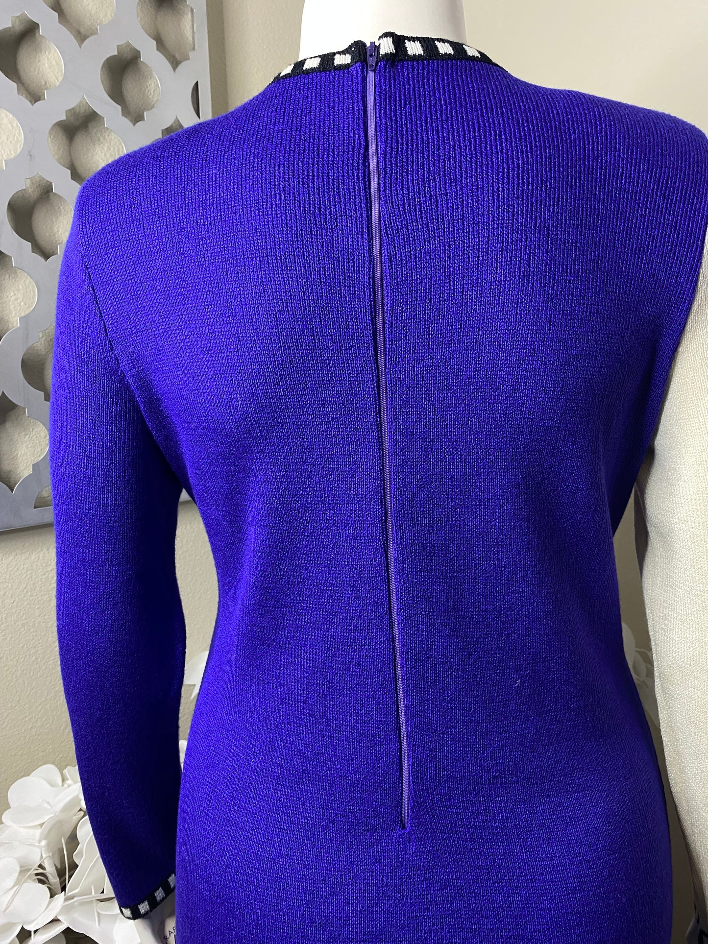 Vintage 1980’s Blue Color Block Knit Dress