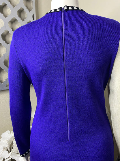 Vintage 1980’s Blue Color Block Knit Dress