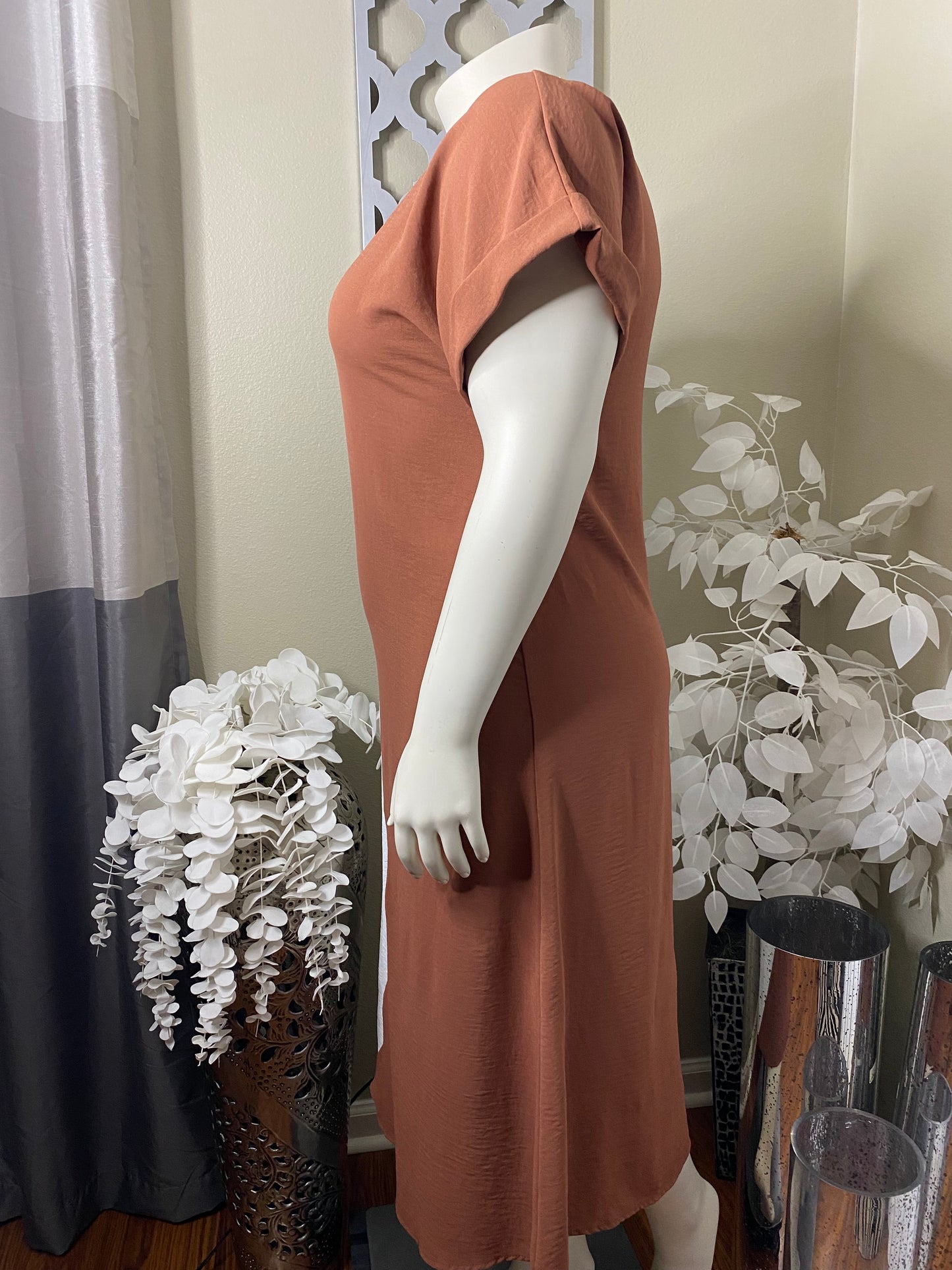 Color Block Me Rust and White Maxi Dress