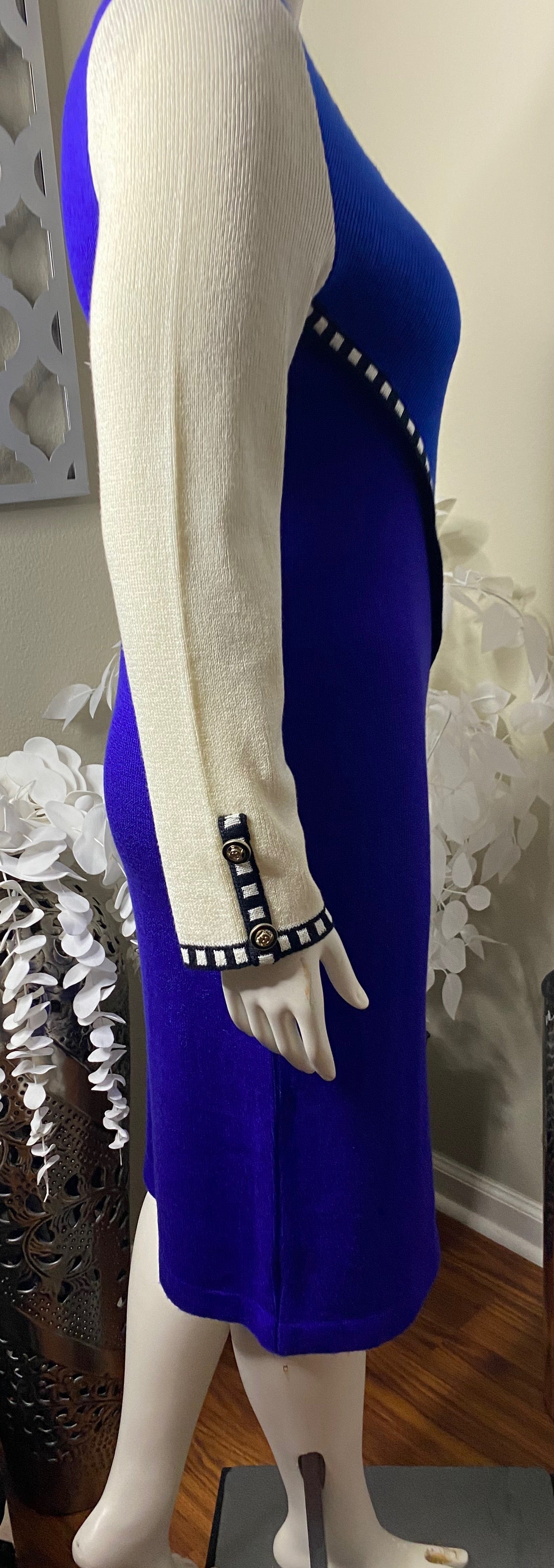 Vintage 1980’s Blue Color Block Knit Dress