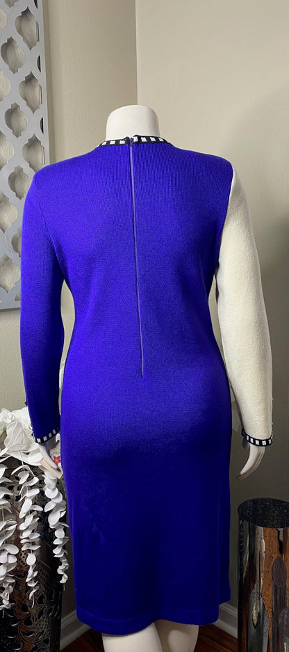 Vintage 1980’s Blue Color Block Knit Dress
