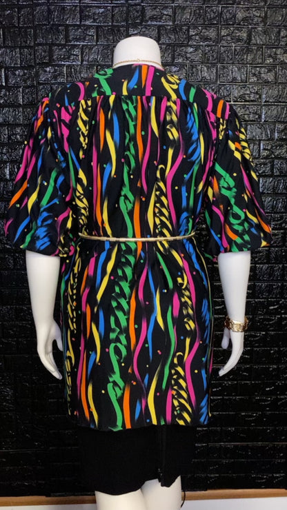 80’s Rainbow Ribbon Striped Duster