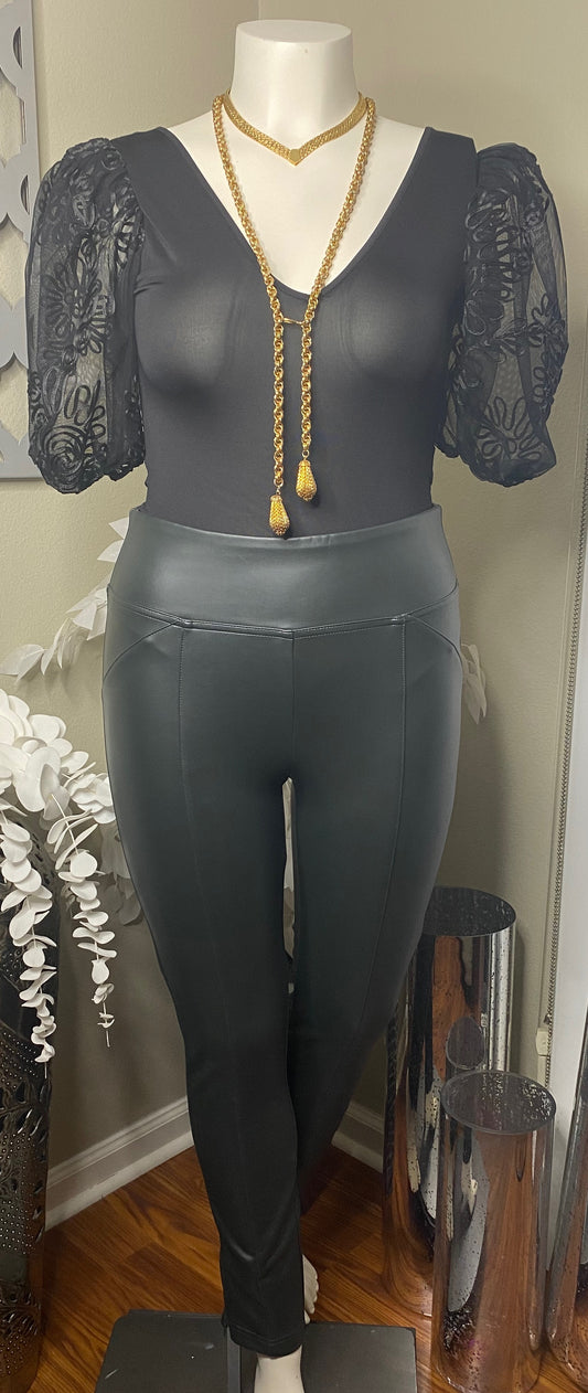 Deep Forest Green Hayden Faux Leather Leggings