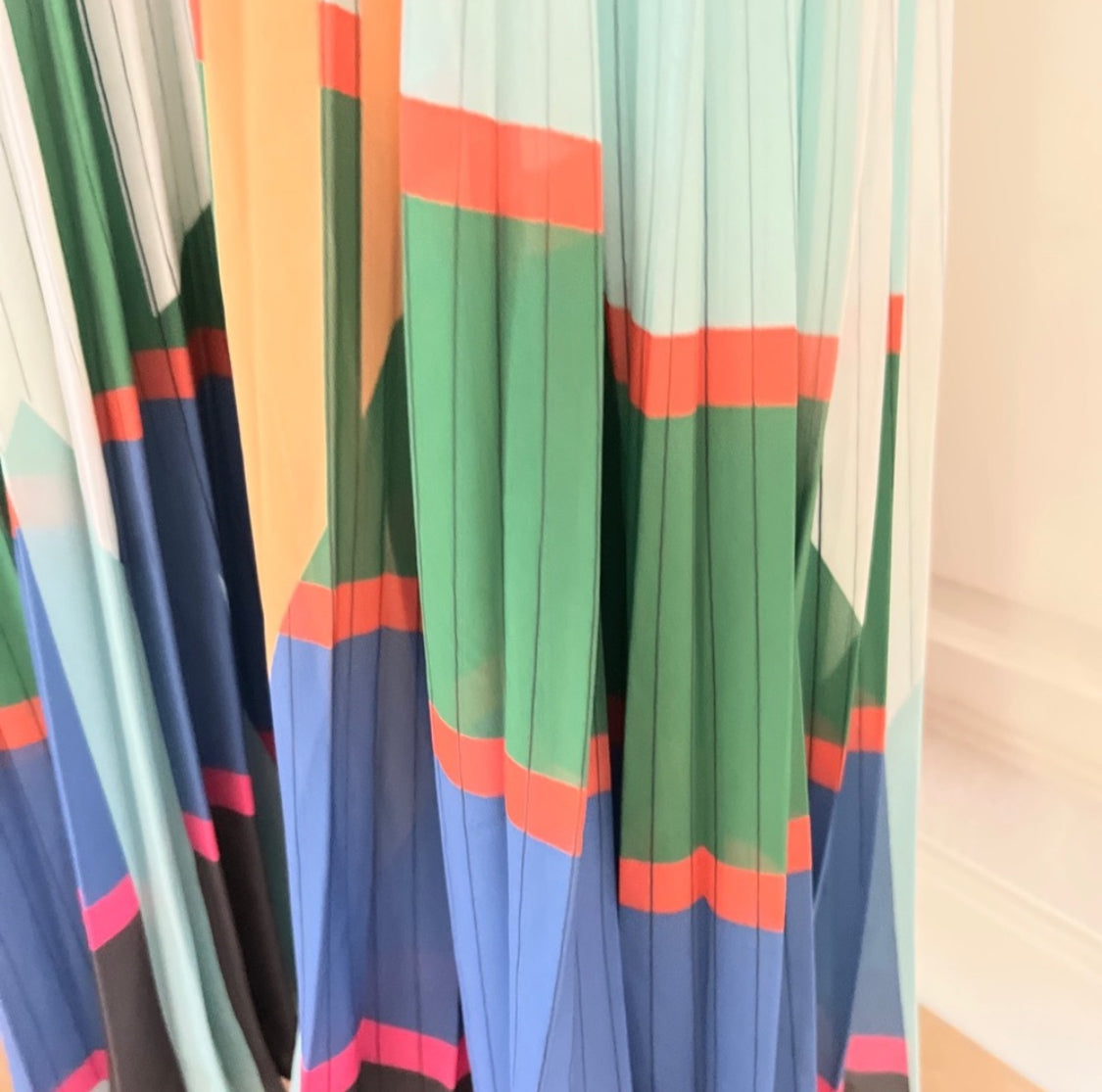 Multi Color Abstract Pleated Halter Maxi Dress