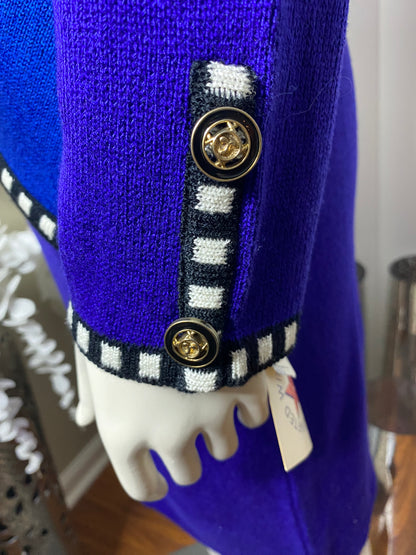 Vintage 1980’s Blue Color Block Knit Dress