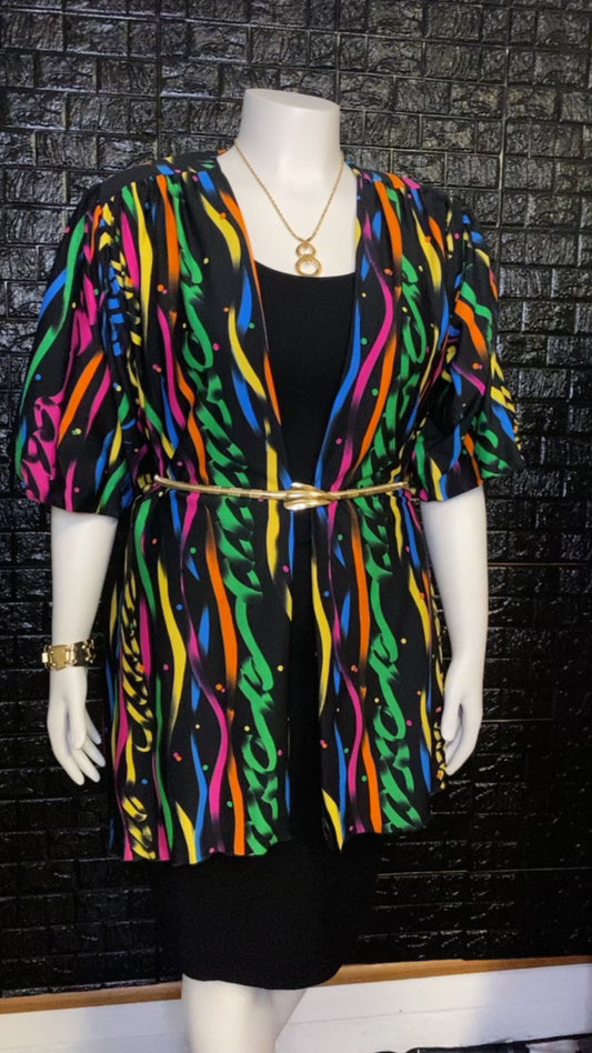 80’s Rainbow Ribbon Striped Duster