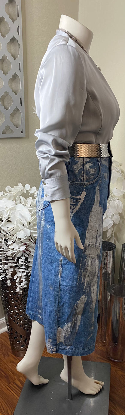 Vtg 1889 Denim Midi Skirt